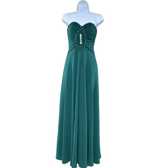 Ever Pretty Strapless Hunter Green Prom Formal Gown Dress Size 6 New Elegant - Picture 1 of 12